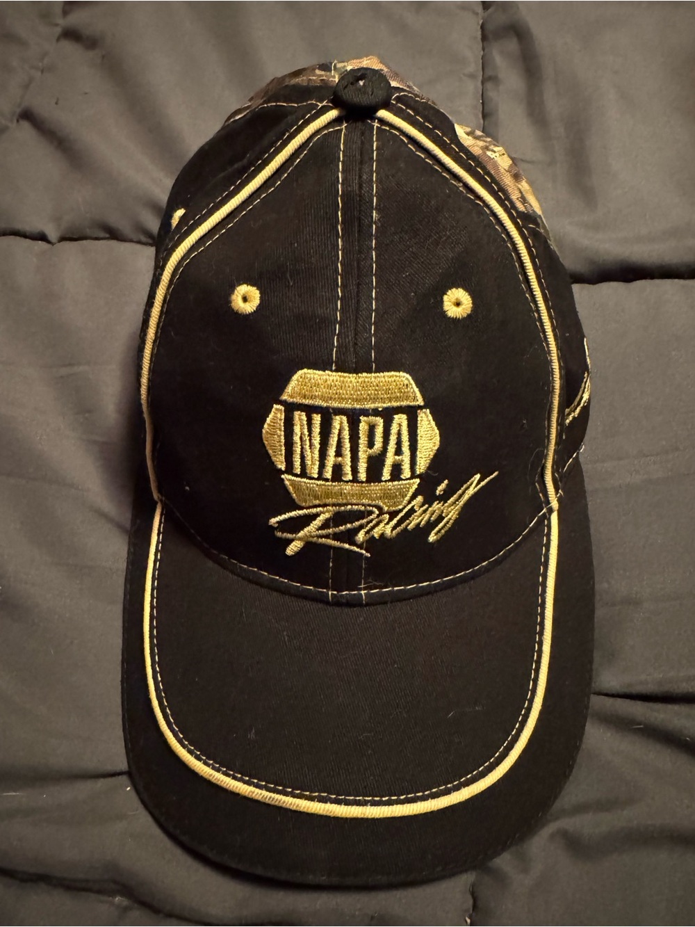 Racing Black & Gold Embroidered Baseball Cap
